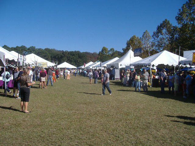 Looking down the center midway of the Autumn Wine Festival - this was the site where a lot of the action was.