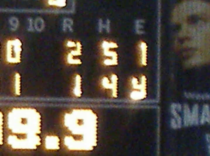 The scoreboard shows the bad news for the homestanding Shorebirds.