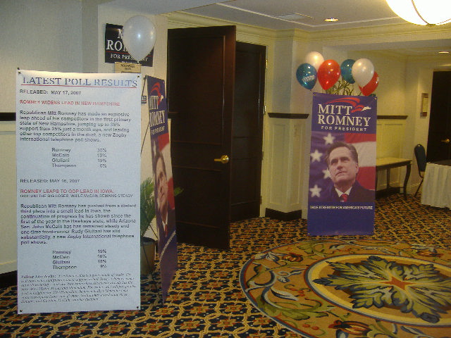 ...but Mitt Romney had quite the display set up in front of his hospitality suite.