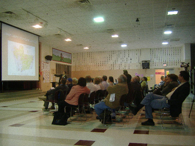 A near-capacity throng came out to Westside Intermediate School to hear talk about growth.