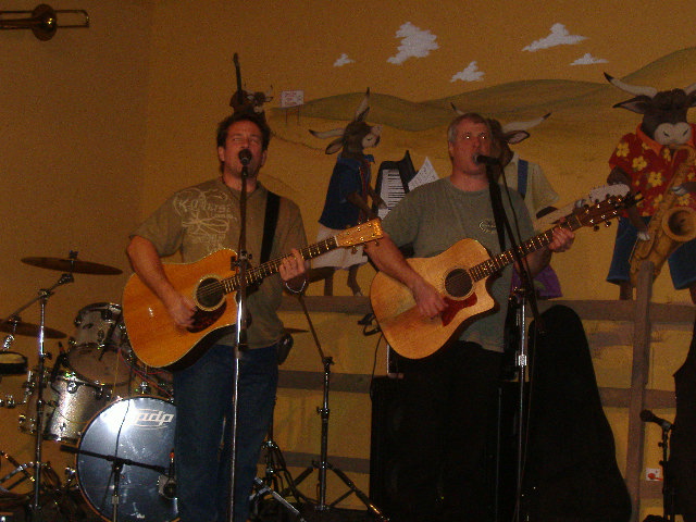Adding a sense of humor to their acoustic versions of classic rock songs, Crowded Outhouse is a local favorite and came over straight from an earlier gig.
